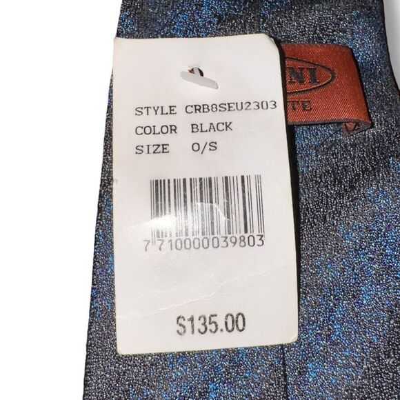 NWT Missoni Black & Blue Shimmer Handmade in Italy Silk Neck Tie - Picture 3 of 5